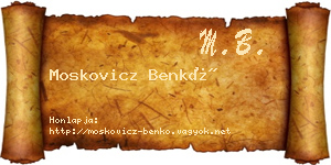 Moskovicz Benkő névjegykártya